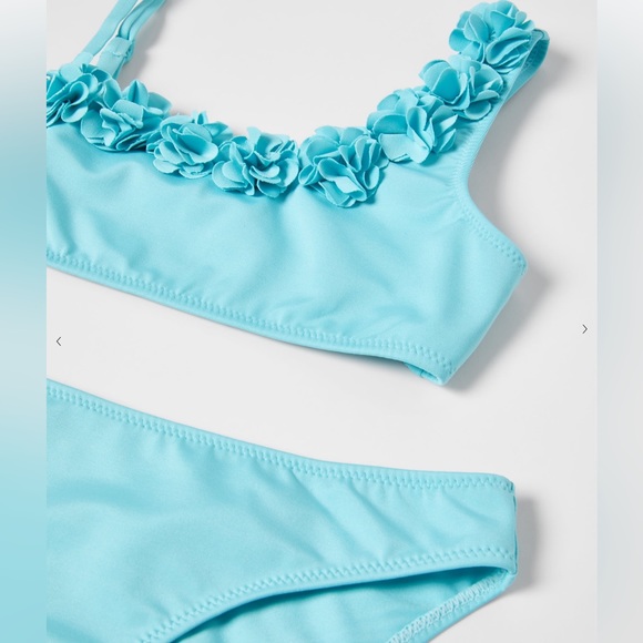 ZARA 2 Piece Tiffany Blue Floral Bikini 9-10, 11-12 NWT - Picture 2 of 14